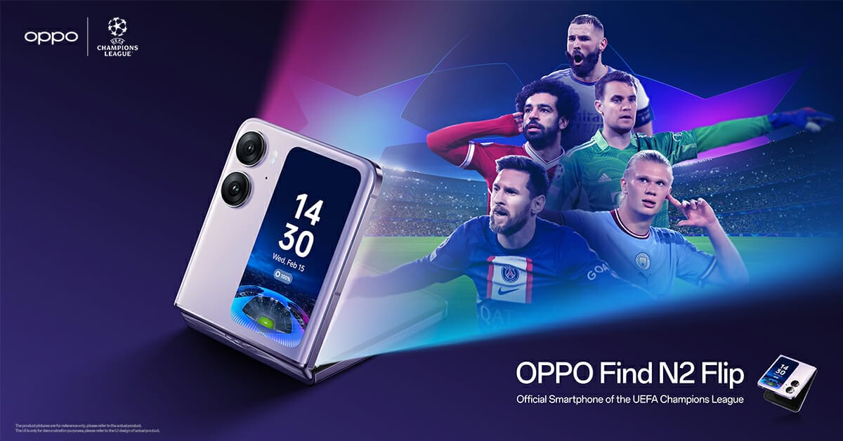 OPPO Find N2 Flip เตรียมเปิดตัวเป็นสมาร์ตโฟนสนับสนุน UEFA Champions League