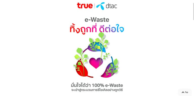 True / Dtac เปิดจุดรับ e-Waste ที่ทรูช็อป ทรูสเฟียร์ และศูนย์บริการดีแทค 154 สาขาทั่วประเทศ เพื่อคุณภาพชีวิตที่ดีกว่าไปด้วยกัน